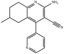2-アミノ-4-(3-ピリジニル)-6-メチル-5,6,7,8-テトラヒドロキノリン-3-カルボニトリル 化学構造式