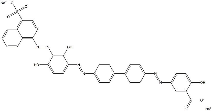Benzoic acid, 5-[[4'-[[2,4-dihydroxy-3-[(4-sulfo-1-naphthalenyl)azo]phenyl]azo][1,1'-biphenyl]-4-yl]azo]-2-hydroxy-, disodium salt 结构式