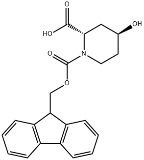 (2S,4S)-1-(((9H-fluoren-9-yl)methoxy)carbonyl)-4-hydroxypiperidine-2-carboxylic acid Struktur