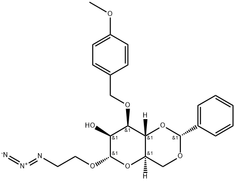 2-Azidoethyl 4,6-O-benzylidene-3-O-(4-methoxybenzyl)-a-D-mannopyranoside Struktur