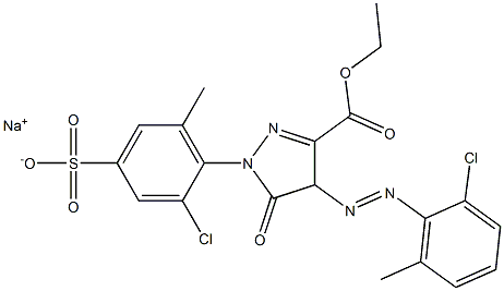 1H-Pyrazole-3-carboxylic acid, 4-[(2-chloro-6-methylphenyl)azo]-1-(2-chloro-6-methyl-4-sulfophenyl)-4,5-dihydro-5-oxo-, 3-ethyl ester, sodium salt,6826-59-1,结构式