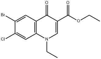 6-bromo-7-chloro-1-ethyl-4-oxo-1,4-dihydro-3-ethoxycarbonylquinoline Struktur