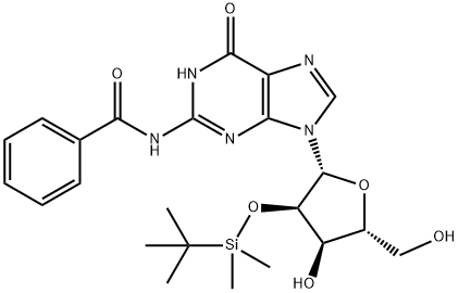 N-苯甲酰基-2'-O-[(叔丁基)二甲基硅烷基]鸟苷 结构式