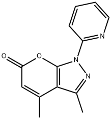 Pyrano[2,3-c]pyrazol-6(1H)-one,3,4-dimethyl-1-(2-pyridinyl)-, 74169-58-7, 结构式