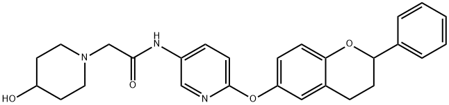 1-Piperidineacetamide, N-[6-[(3,4-dihydro-2-phenyl-2H-1-benzopyran-6-yl)oxy]-3-pyridinyl]-4-hydroxy-, 763926-98-3, 结构式