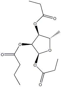 (2S,3S,4S,5S)-3-(butyryloxy)-5-methyltetrahydrofuran-2,4-diyl dipropionate Struktur