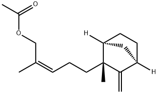 2-Penten-1-ol, 2-methyl-5-[(1S,2R,4R)-2-methyl-3-methylenebicyclo[2.2.1]hept-2-yl]-, acetate, (2Z)- Struktur
