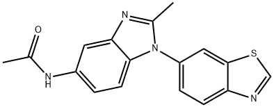 N-[1-(6-ベンゾチアゾリル)-2-メチル-1H-ベンズイミダゾール-5-イル]アセトアミド 化学構造式