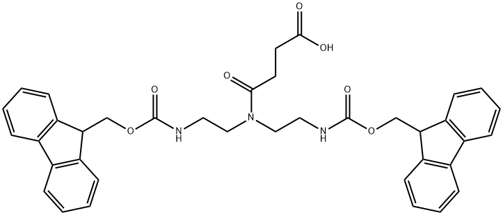 4-(bis(2-((((9H-fluoren-9-yl)methoxy)carbonyl)amino)ethyl)amino)-4-oxobutanoic acid Structure