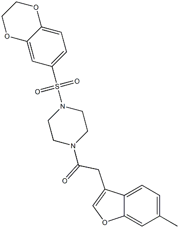 1-[4-(2,3-dihydro-1,4-benzodioxine-6-sulfonyl)piperazin-1-yl]-2-(6-methyl-1-benzofuran-3-yl)ethan-1-one Structure