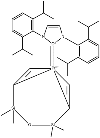 [1,3-bis(2,6-diisopropyl phenyl)imidazol-2-ylidene][1,3-divinyl-1,1,3,3-tetramethyl disiloxane]platinum(0),849830-54-2,结构式