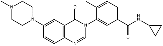 N-cyclopropyl-4-methyl-3-[6-(4-methylpiperazin-1-yl)-4-oxoquinazolin-3(4H)-yl]benzamide Struktur