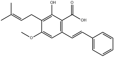 (E)-2-hydroxy-4-methoxy-3-(3-methylbut-2-en-1-yl)-6-styrylbenzoic acid Structure
