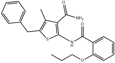 5-benzyl-4-methyl-2-[(2-propoxybenzoyl)amino]-3-thiophenecarboxamide,880558-10-1,结构式