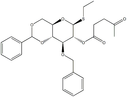 Ethyl 3-O-benzyl-4,6-O-benzylidene-2-O-levulinoyl-b-D-thioglucopyranoside, 889129-00-4, 结构式