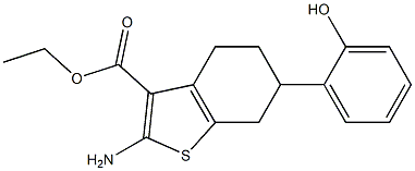 Ethyl-2-amino-6-(hydroxyphenyl)-4,5,6,7-tetrahydrobenzo[b]thiophene-3-carboxylate Struktur
