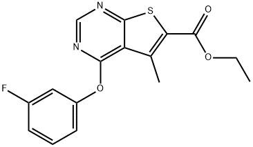 ethyl 4-(3-fluorophenoxy)-5-methylthieno[2,3-d]pyrimidine-6-carboxylate,932460-36-1,结构式