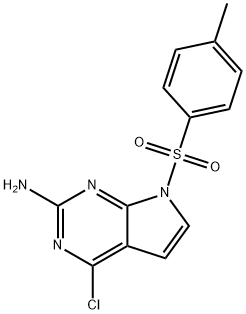 4-chloro-7-(4-methylphenyl)sulfonylpyrrolo[2,3-d]pyrimidin-2-amine Struktur
