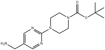 1-Boc-4-[5-(aminomethyl)-2-pyrimidyl]piperazine Struktur