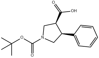 (3S,4S)-1-[(2-methylpropan-2-yl)oxycarbonyl]-4-phenylpyrrolidine-3-carboxylic acid Struktur