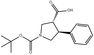 (3R,4S)-1-(Tert-butoxycarbonyl)-4-phenylpyrrolidine-3-carboxylic acid Structure