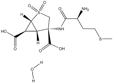 (1R,4S,5S,6S)-4-(L-methionylamino)-2-thiabicyclo[3.1.0]hexane-4,6-dicarboxylic acid 2,2-dioxide monohydrate Struktur