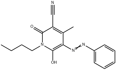 1-Butyl-1,2-dihydro-6-hydroxy-4-methyl-2-oxo-5-(2-phenyldiazenyl)-3-pyridinecarbonitrile, 97515-76-9, 结构式