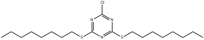 1,3,5-Triazine, 2-chloro-4,6-bis(octylthio)- 化学構造式