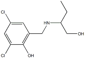 2,4-dichloro-6-{[(1-hydroxybutan-2-yl)amino]methyl}phenol Struktur