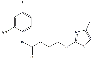 N-(2-amino-4-fluorophenyl)-4-[(4-methyl-1,3-thiazol-2-yl)sulfanyl]butanamide 结构式