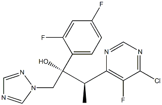 (2R, 3S)/(2S,3R)-3-(5-Fluoro-6-chloro-pyrimidin-4-yl)-2-(2,4-difluorophenyl)-1-(1H-1,2,4-triazol-1-yl)butane-2-ol. 化学構造式