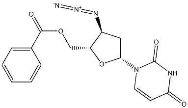 3'-叠氮基5'-O-苯甲酰基-2',3'-二脱氧尿苷 结构式