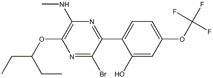 2-[3-BROMO-5-(1-ETHYLPROPOXY)-6-(METHYLAMINO)PYRAZIN-2-YL]-5-(TRIFLUOROMETHOXY)PHENOL 结构式