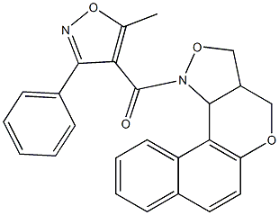 3a,11c-dihydro-3H-benzo[5,6]chromeno[4,3-c]isoxazol-1(4H)-yl(5-methyl-3-phenyl-4-isoxazolyl)methanone Struktur