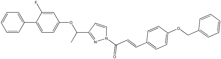 (E)-3-[4-(benzyloxy)phenyl]-1-(3-{1-[(2-fluoro[1,1'-biphenyl]-4-yl)oxy]ethyl}-1H-pyrazol-1-yl)-2-propen-1-one