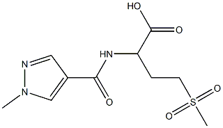 4-methanesulfonyl-2-[(1-methyl-1H-pyrazol-4-yl)formamido]butanoic acid Struktur