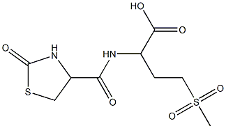 4-methanesulfonyl-2-[(2-oxo-1,3-thiazolidin-4-yl)formamido]butanoic acid Struktur
