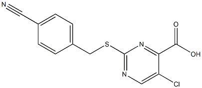 5-chloro-2-[(4-cyanobenzyl)thio]pyrimidine-4-carboxylic acid 化学構造式