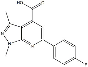 6-(4-fluorophenyl)-1,3-dimethyl-1H-pyrazolo[3,4-b]pyridine-4-carboxylic acid Struktur