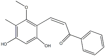 (Z)-2,4-ジヒドロキシ-6-メトキシ-5-メチルカルコン 化学構造式