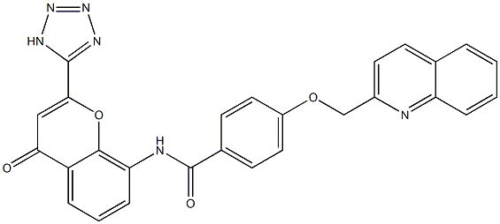 4-[(2-Quinolinyl)methoxy]-N-[4-oxo-2-(1H-tetrazol-5-yl)-4H-1-benzopyran-8-yl]benzamide Struktur