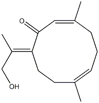(2E,6E)-3,7-ジメチル-10-[(E)-1-(ヒドロキシメチル)エチリデン]-2,6-シクロデカジエン-1-オン 化学構造式