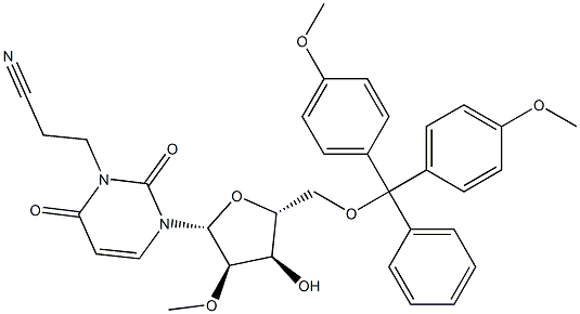 N3-Cyanoethyl-5'-O-(4,4'-dimethoxytrityl)-2'-O-methyluridine Structure