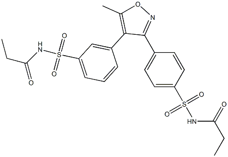 N-((3-(5-methyl-3-(4-(N-propionylsulfamoyl)phenyl)isoxazol-4-yl)phenyl)sulfonyl)propionamide Structure