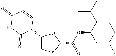 (2R,5S)-5-(3,4-Dihydro-2,4-dioxo-1(2H)-pyrimidinyl)-1,3-oxathiolane-2-carboxylic Acid  (1R,2S,5R)-5-Methyl-2-(1-methylethyl)cyclohexyl Ester Structure