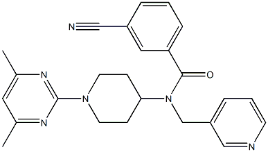 3-CYANO-N-[1-(4,6-DIMETHYLPYRIMIDIN-2-YL)PIPERIDIN-4-YL]-N-(PYRIDIN-3-YLMETHYL)BENZAMIDE Structure