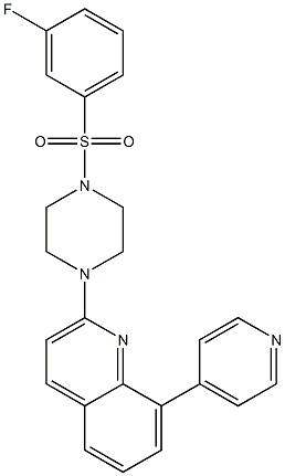 2-(4-[(3-FLUOROPHENYL)SULFONYL]PIPERAZIN-1-YL)-8-PYRIDIN-4-YLQUINOLINE 化学構造式