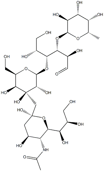 3-O-(Α-L-呋喃糖苷)-4-O-(3-唾液酸-Β-D-吡喃半乳糖基)-D-葡萄糖, , 结构式