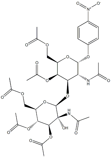 4-Nitrophenyl2-acetamido-3-O-(2-acetamido-3,4,6-tri-O-acetyl-b-D-glucopyranosyl)-4,6-di-O-acetyl-2-deoxy-a-D-galactopyranoside Structure