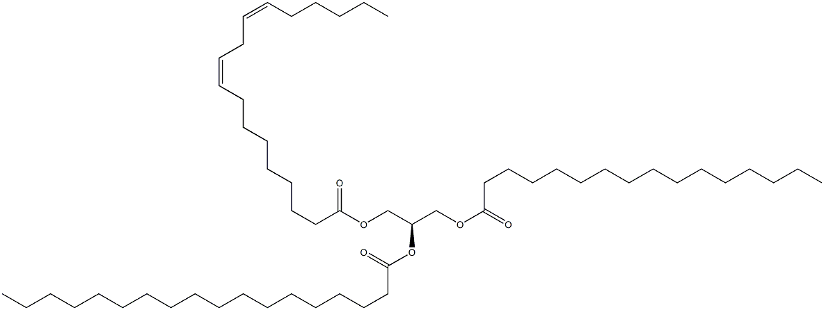 1-hexadecanoyl-2-octadecanoyl-3-(9Z,12Z-octadecadienoyl)-sn-glycerol 结构式